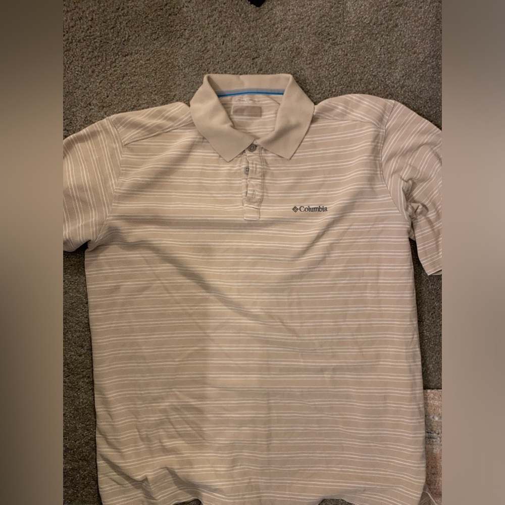 Men’s Beige Columbia Pique knits polo L
